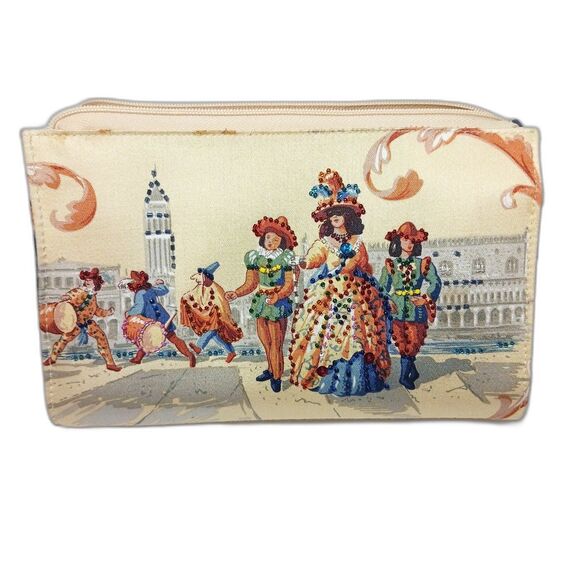 Masquerade Tapestry Beaded Purse Clutch Figure Art Italy - Picture 1 of 10